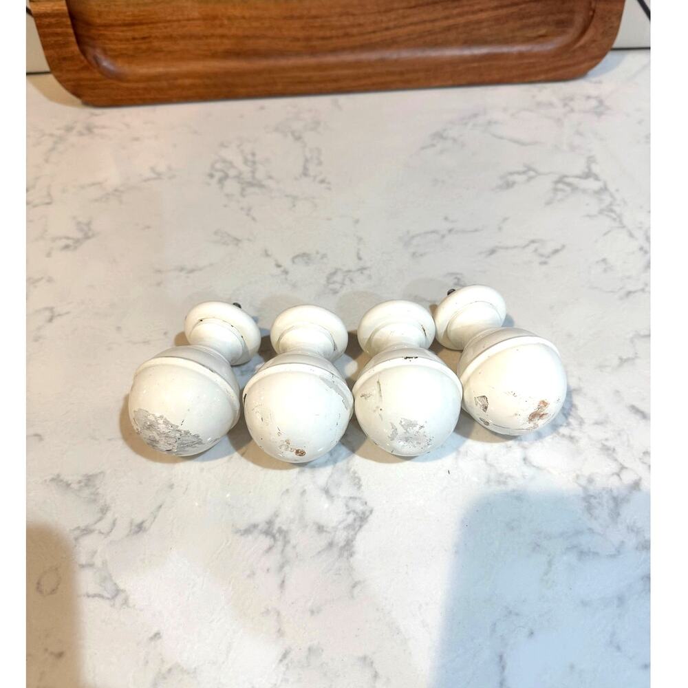 White painted metal door knobs x4 Shabby Chic Cottagecore Farmhouse industrial